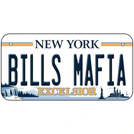 Bills Mafia NY Excelsior Novelty Metal License Plate Tag 6" x 3" (BP)