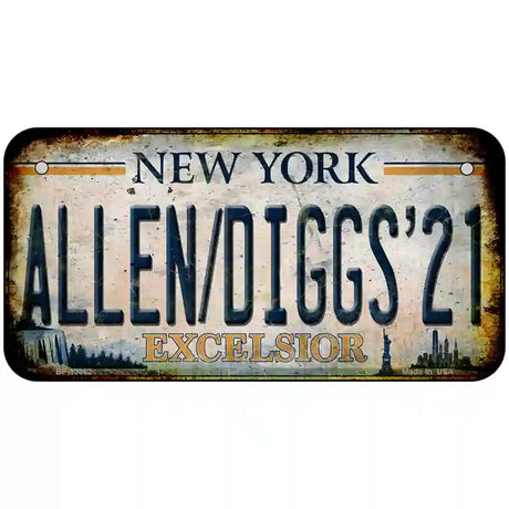 Allen Diggs 21 NY Excelsior Rusty Novelty Metal License Plate Tag 6" x 3" (BP)