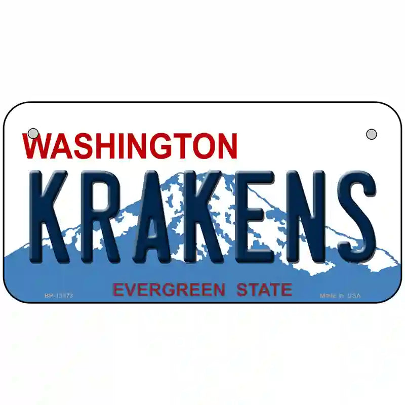 Krakens Washington Novelty Metal License Plate Tag 6" x 3" (BP)