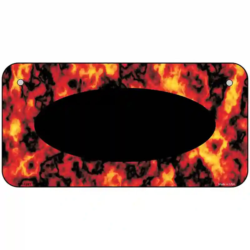 Fire Explosion With Black Center Oval Metal Novelty License Plate 6" x 3" (BP)