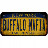 Buffalo Mafia NY Rusted Yellow Novelty Metal License Plate Tag 6" x 3" (BP)