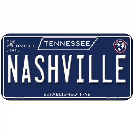 Nashville Tennessee Blue Novelty Metal License Plate Tag 6" x 3" (BP)