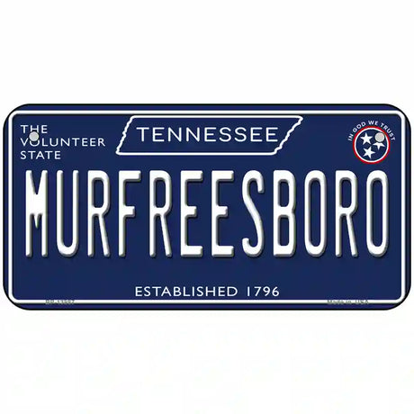 Murfreesboro Tennessee Blue Novelty Metal License Plate Tag 6" x 3" (BP)