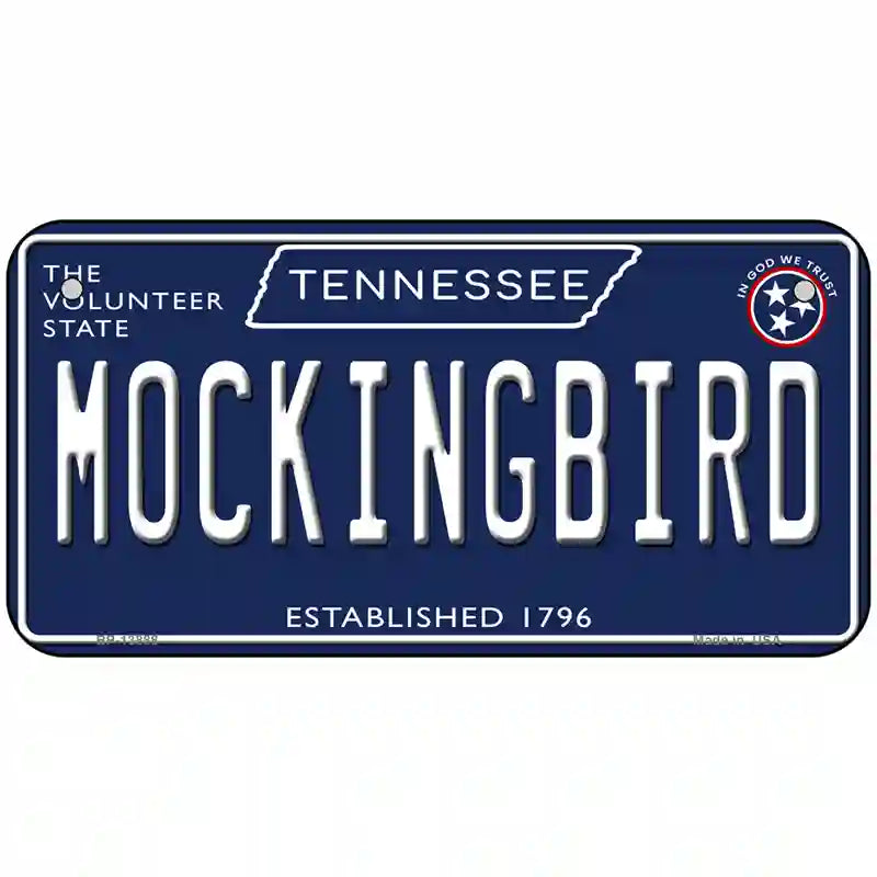 Mockingbird Tennessee Blue Novelty Metal License Plate Tag 6" x 3" (BP)