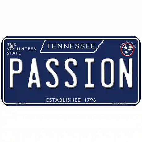 Passion Tennessee Blue Novelty Metal License Plate Tag 6" x 3" (BP)