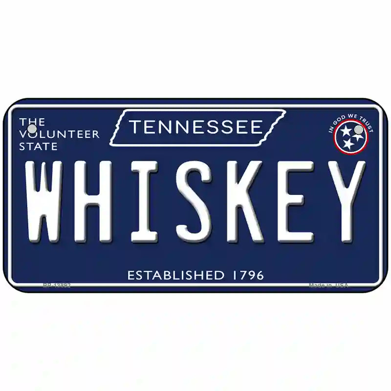 Whiskey Tennessee Blue Novelty Metal License Plate Tag 6" x 3" (BP)