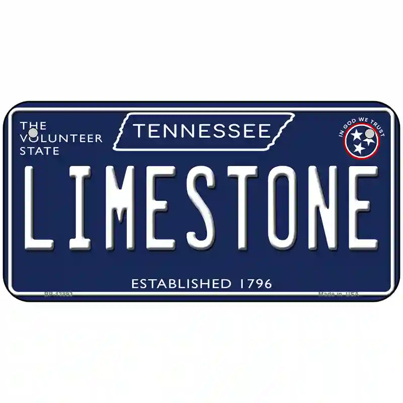 Limestone Tennessee Blue Novelty Metal License Plate Tag 6" x 3" (BP)