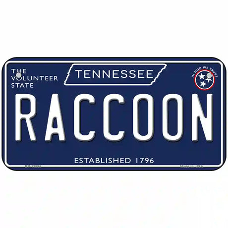 Raccoon Tennessee Blue Novelty Metal License Plate Tag 6" x 3" (BP)