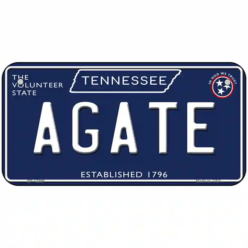 Agate Tennessee Blue Novelty Metal License Plate Tag 6" x 3" (BP)