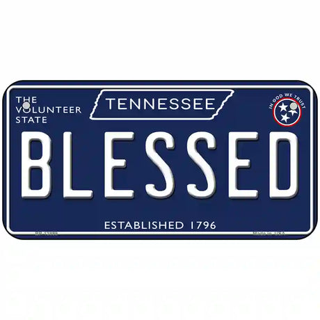 Blessed Tennessee Blue Novelty Metal License Plate Tag 6" x 3" (BP)