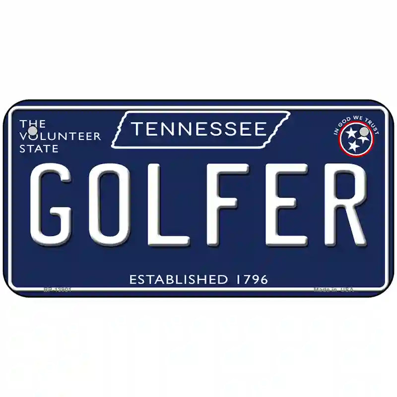 Golfer Tennessee Blue Novelty Metal License Plate Tag 6" x 3" (BP)