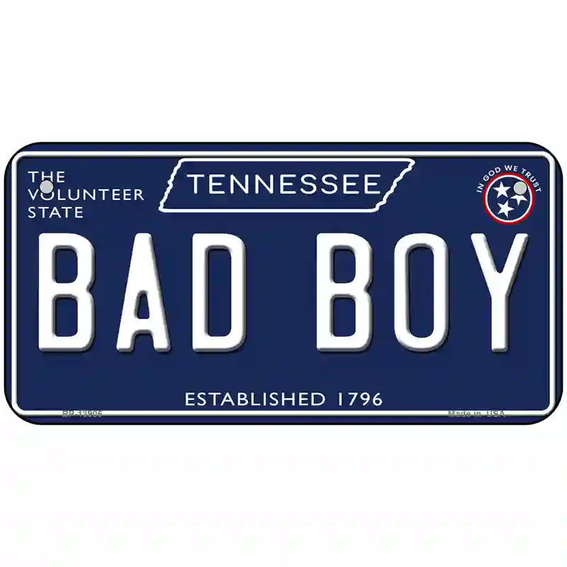 Bad Boy Tennessee Blue Novelty Metal License Plate Tag 6" x 3" (BP)