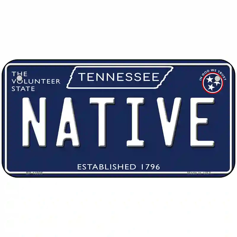 Native Tennessee Blue Novelty Metal License Plate Tag 6" x 3" (BP)