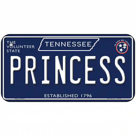 Princess Tennessee Blue Novelty Metal License Plate Tag 6" x 3" (BP)