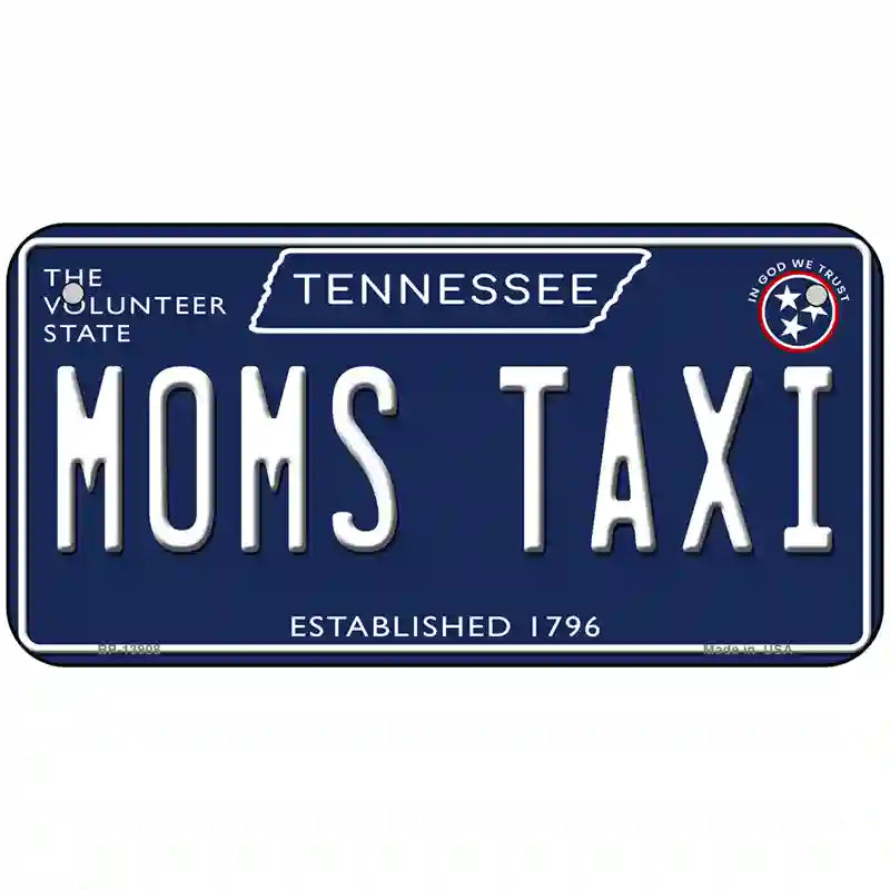 Moms Taxi Tennessee Blue Novelty Metal License Plate Tag 6" x 3" (BP)