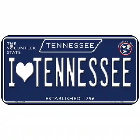 I Heart TN Tennessee Blue Novelty Metal License Plate Tag 6" x 3" (BP)