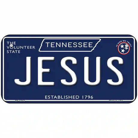 Jesus Tennessee Blue Novelty Metal License Plate Tag 6" x 3" (BP)