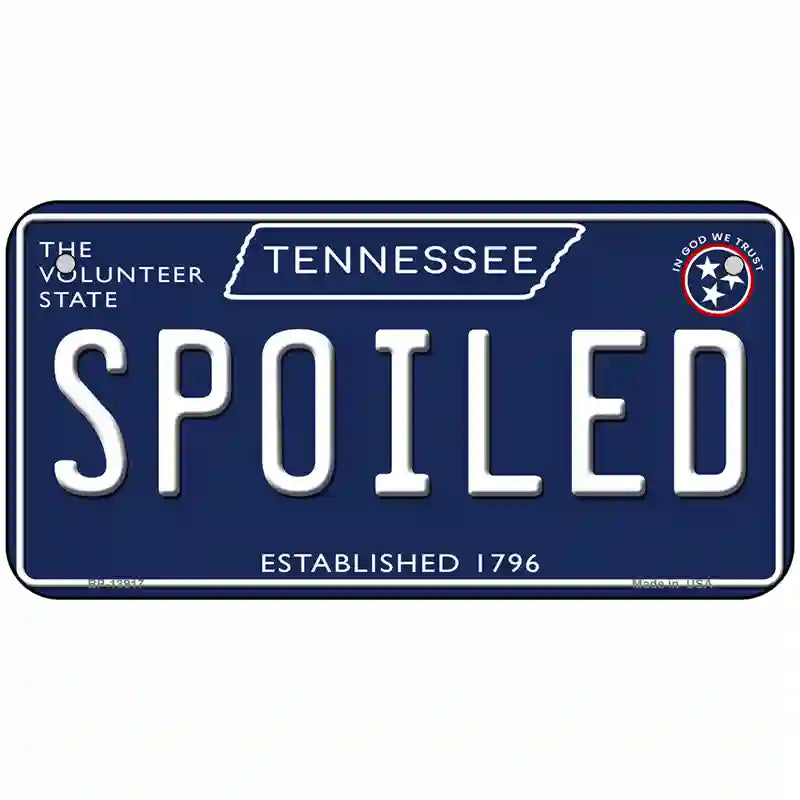 Spoiled Tennessee Blue Novelty Metal License Plate Tag 6" x 3" (BP)