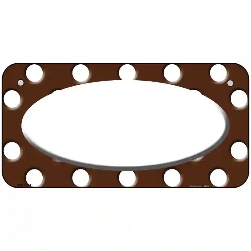 White Brown Polka Dot Center Oval Metal Novelty License Plate 6" x 3" (BP)