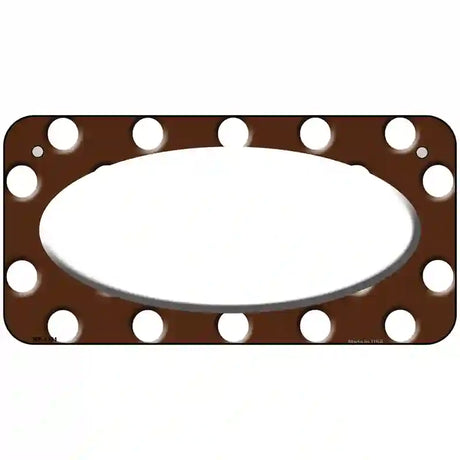 White Brown Polka Dot Center Oval Metal Novelty License Plate 6" x 3" (BP)