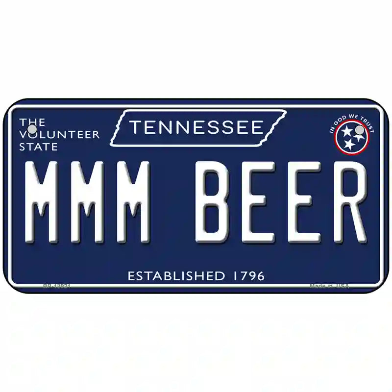 Mmm Beer Tennessee Blue Novelty Metal License Plate Tag 6" x 3" (BP)