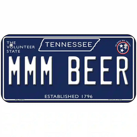 Mmm Beer Tennessee Blue Novelty Metal License Plate Tag 6" x 3" (BP)