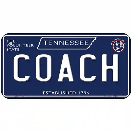 Coach Tennessee Blue Novelty Metal License Plate Tag 6" x 3" (BP)