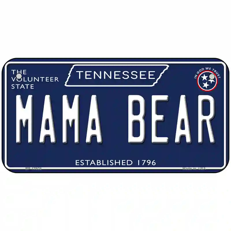 Mama Bear Tennessee Blue Novelty Metal License Plate Tag 6" x 3" (BP)