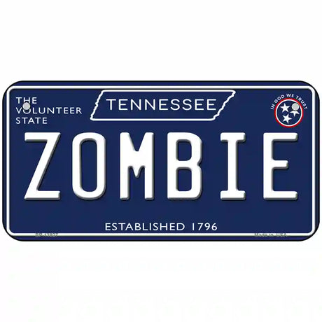 Zombie Tennessee Blue Novelty Metal License Plate Tag 6" x 3" (BP)