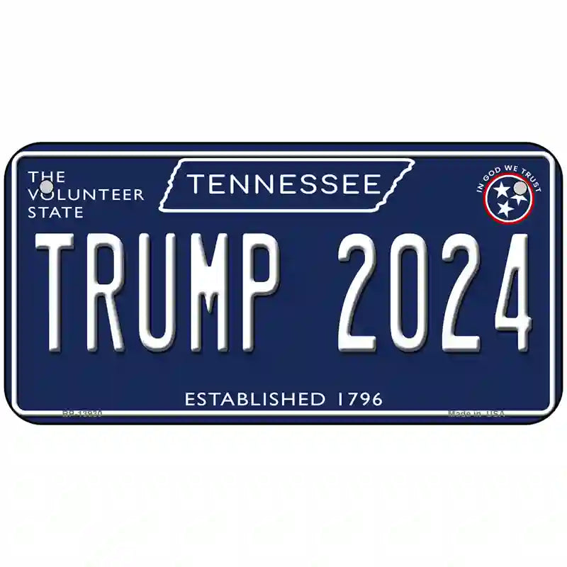 Trump 2024 Tennessee Blue Novelty Metal License Plate Tag 6" x 3" (BP)