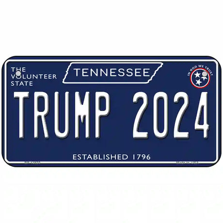 Trump 2024 Tennessee Blue Novelty Metal License Plate Tag 6" x 3" (BP)