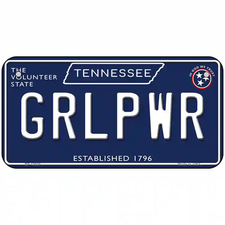 Grlpwr Tennessee Blue Novelty Metal License Plate Tag 6" x 3" (BP)