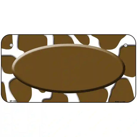 Brown White Giraffe Center Oval Metal Novelty License Plate 6" x 3" (BP)