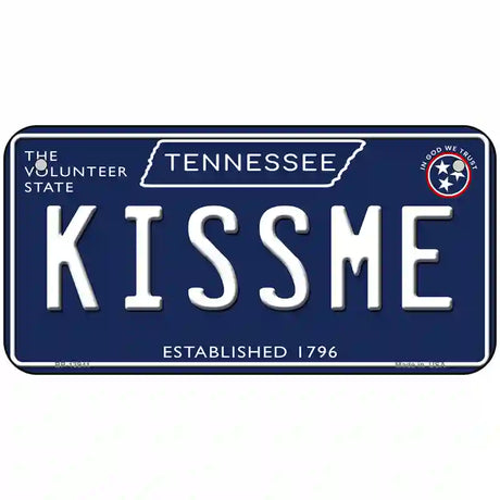 Kiss Me Tennessee Blue Novelty Metal License Plate Tag 6" x 3" (BP)