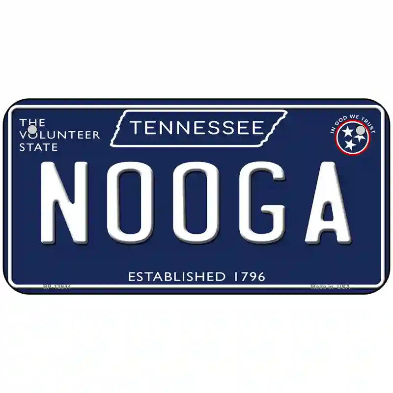 Nooga Tennessee Blue Novelty Metal License Plate Tag 6" x 3" (BP)