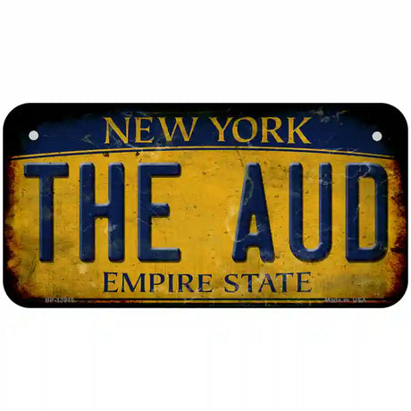 The Aud New York Yellow Novelty Metal License Plate Tag 6" x 3" (BP)