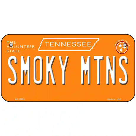 Smoky Mtns Tennessee Orange Novelty Metal License Plate Tag 6" x 3" (BP)