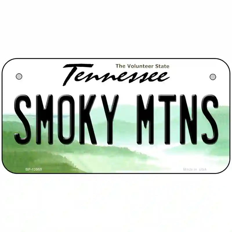 Smoky Mtns Tennessee Novelty Metal License Plate Tag 6" x 3" (BP)