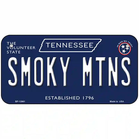 Smoky Mtns Tennessee Blue Novelty Metal License Plate Tag 6" x 3" (BP)