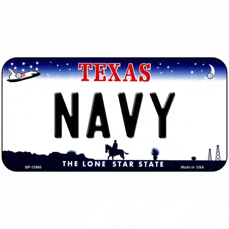 Texas Navy Novelty Metal License Plate Tag 6" x 3" (BP)