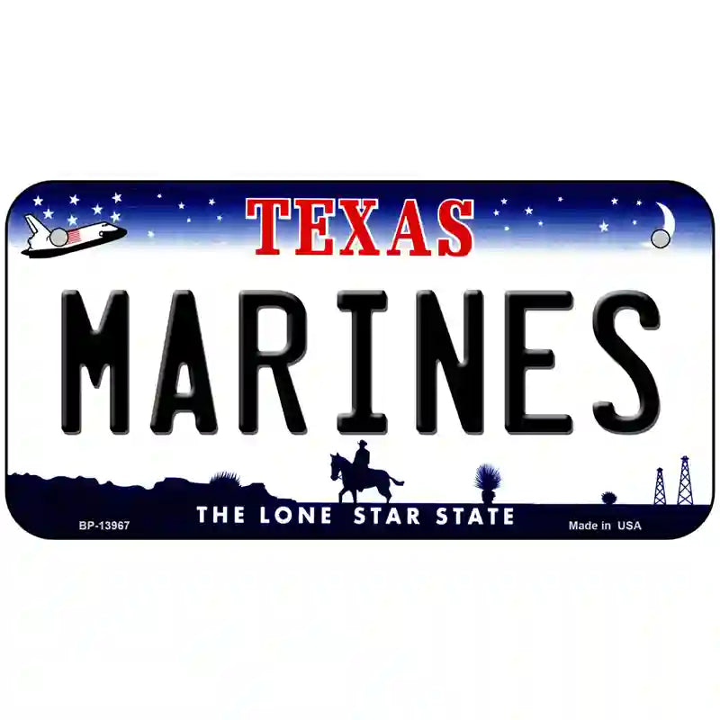 Texas Marines Novelty Metal License Plate Tag 6" x 3" (BP)