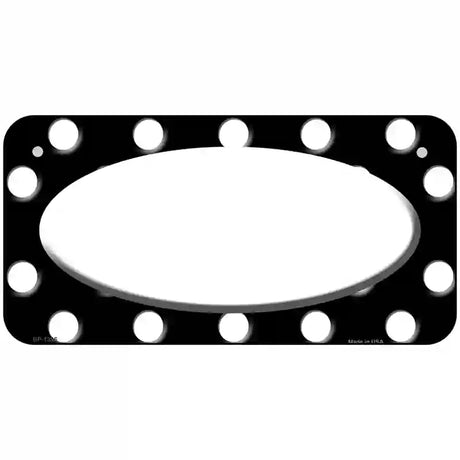 White Black Polka Dot Center Oval Metal Novelty License Plate 6" x 3" (BP)