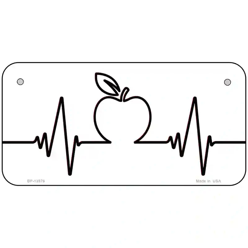 Apple Heart Beat Novelty Metal License Plate Tag 6" x 3" (BP)