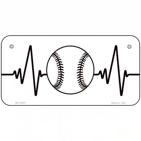 Baseball Heart Beat Novelty Metal License Plate Tag 6" x 3" (BP)