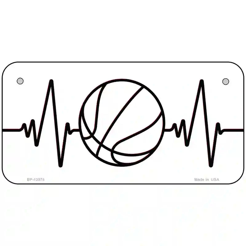 Basketball Heart Beat Novelty Metal License Plate Tag 6" x 3" (BP)