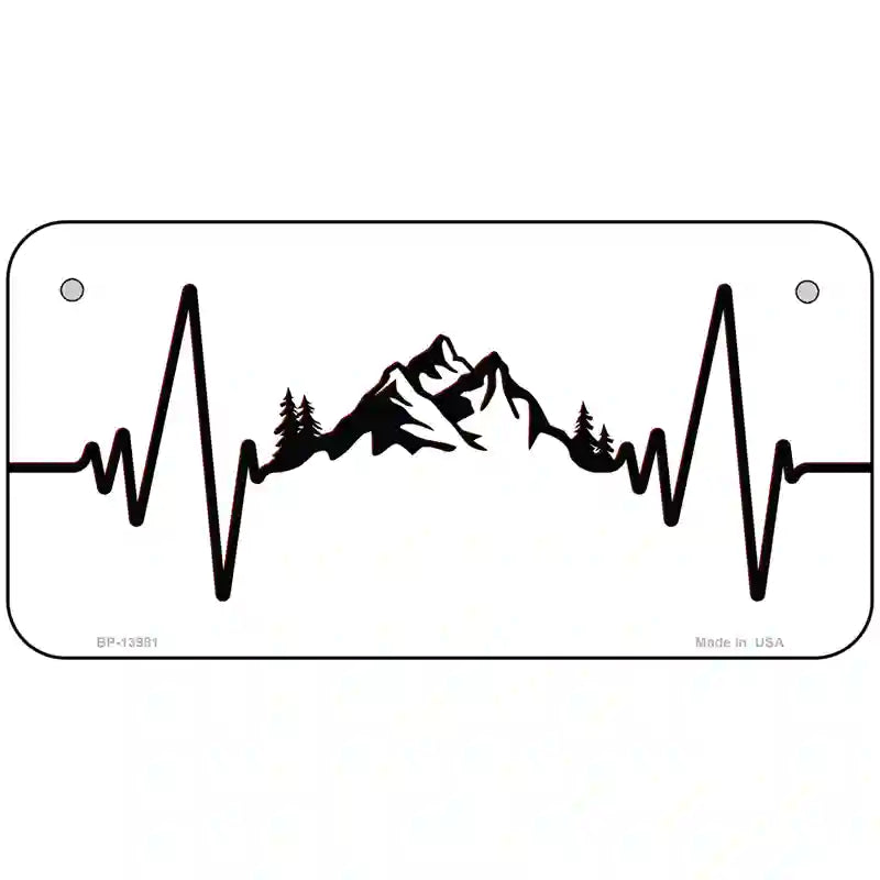 Mountains Heart Beat Novelty Metal License Plate Tag 6" x 3" (BP)