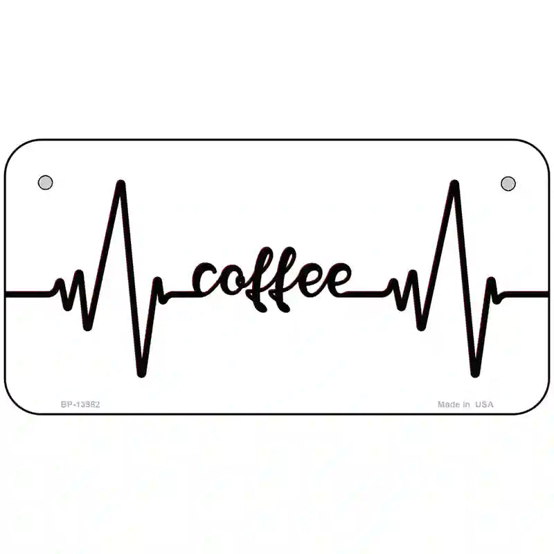 Coffee Heart Beat Novelty Metal License Plate Tag 6" x 3" (BP)