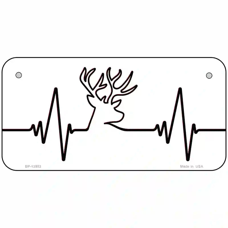 Deer Heart Beat Novelty Metal License Plate Tag 6" x 3" (BP)