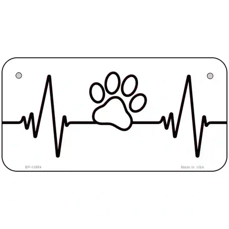 Paw Print Heart Beat Novelty Metal License Plate Tag 6" x 3" (BP)