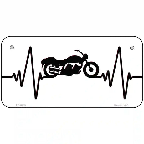 Motorcycle Heart Beat Novelty Metal License Plate Tag 6" x 3" (BP)